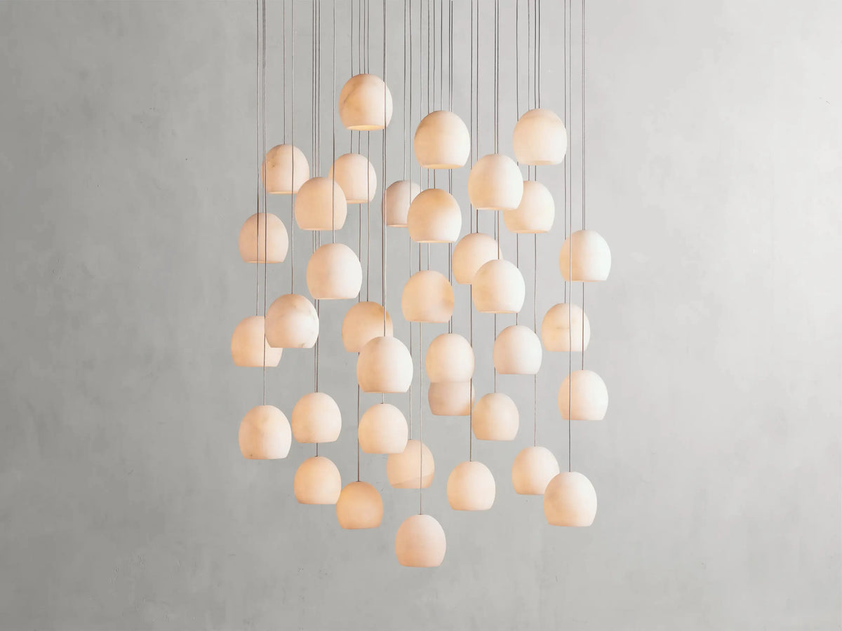 Maeva Round Alabaster Chandelier 13'' 21'' 36'' - Grace Lamp