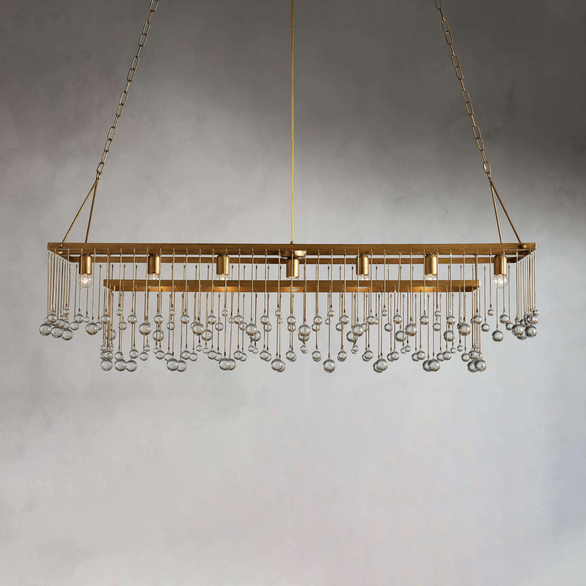 Aubrey Crystal Ball Rectangular Chandelier 47'' 60'' - Grace Lamp