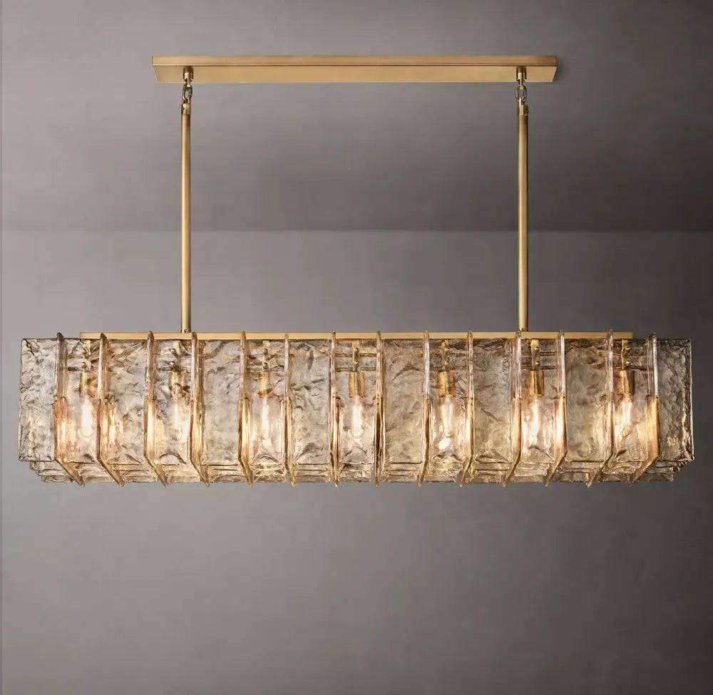 LATTICE SMOKE GLASS LINEAR CHANDELIER 67" - Grace Lamp