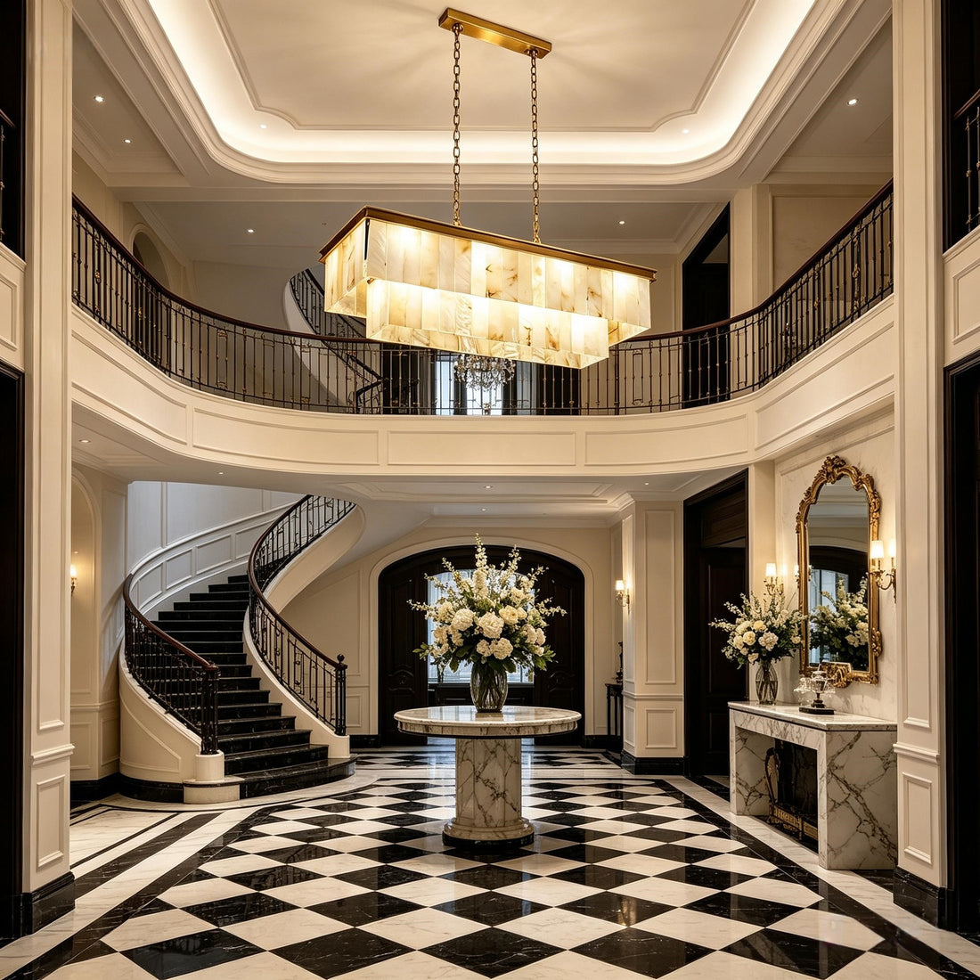 Prescott Linear Alabaster Tiered Chandelier