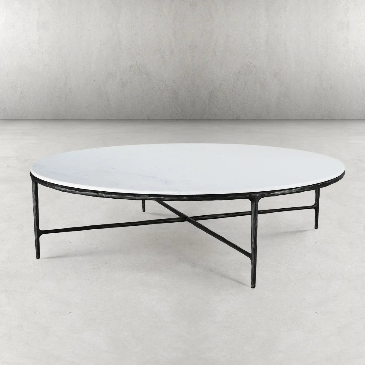 Hand-Forged Marble Round Coffee Table 55"D - Grace Lamp