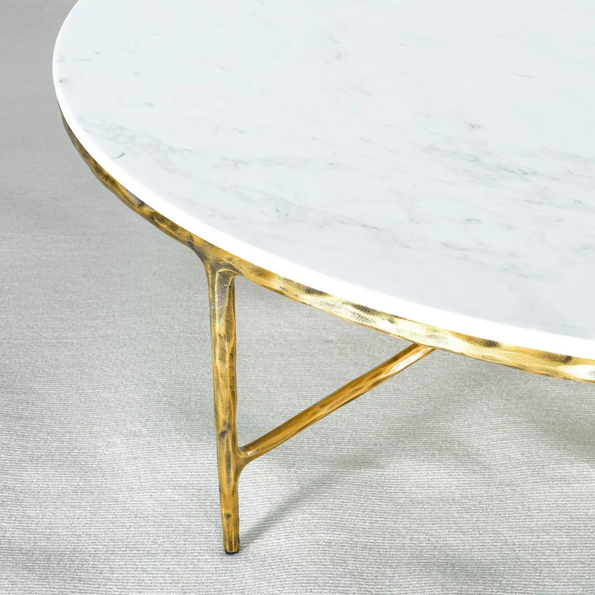 Hand-Forged Marble Round Coffee Table 55"D - Grace Lamp