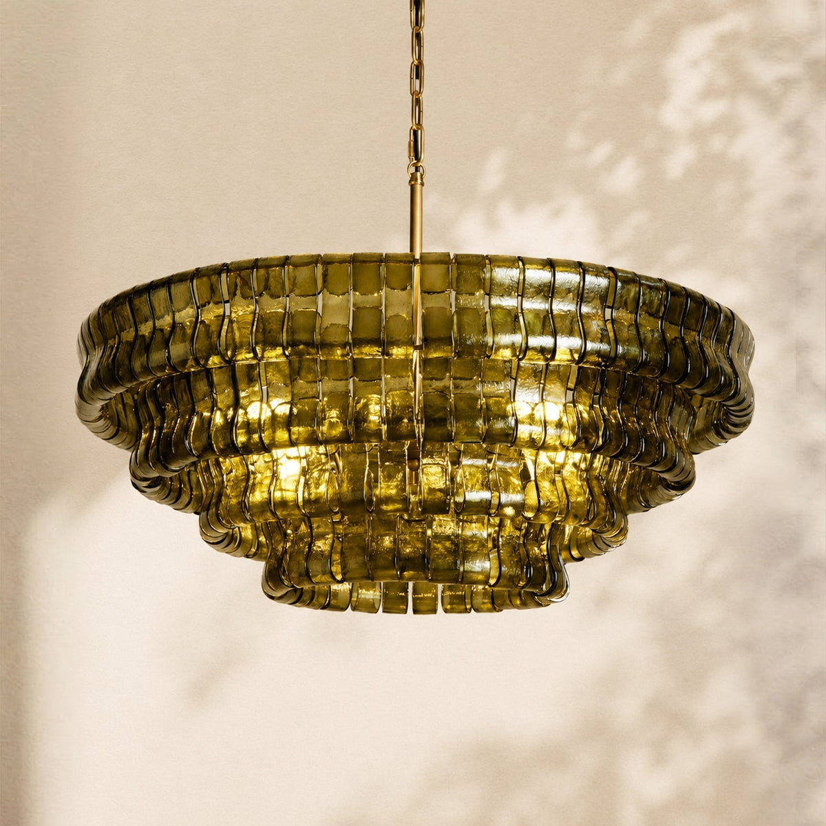 Amor 4-Tier Ghiaccio Glass Round Chandelier 36"