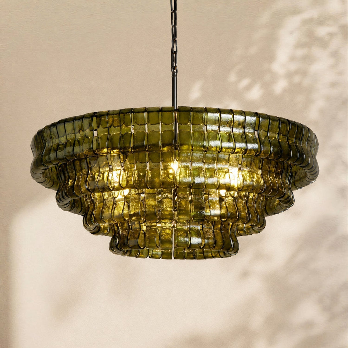 Amor 4-Tier Ghiaccio Glass Round Chandelier 36"