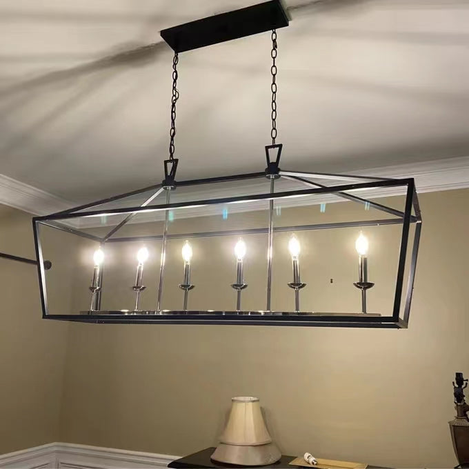 6 Light Farmhouse Chandelier Kitchen Island Geometric Pendant Light-MEET LIGHTING