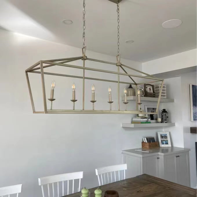 6 Light Farmhouse Chandelier Kitchen Island Geometric Pendant Light-MEET LIGHTING