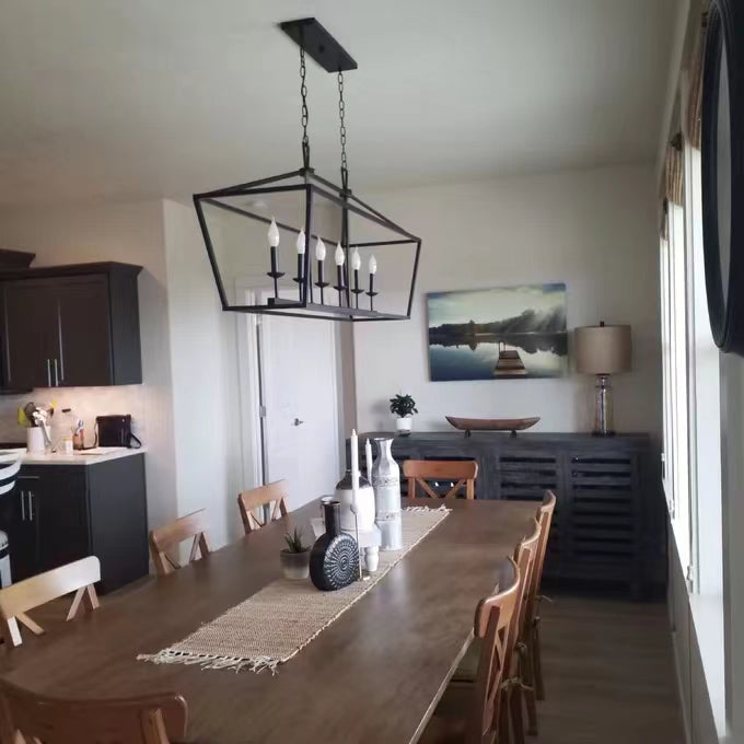 6 Light Farmhouse Chandelier Kitchen Island Geometric Pendant Light-MEET LIGHTING