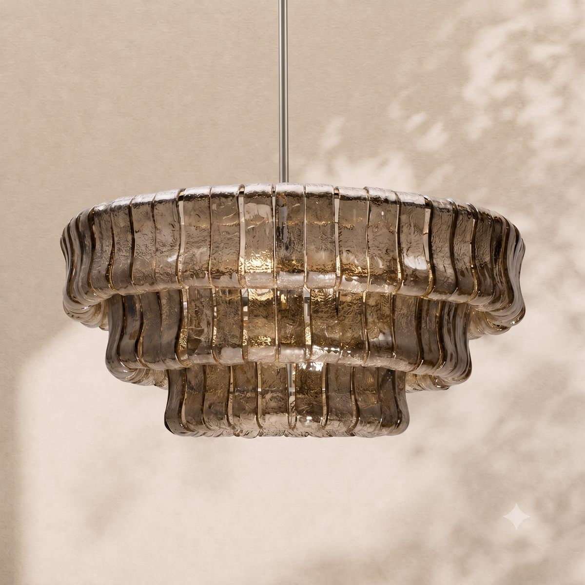 Amor 3-Tier Ghiaccio Glass Round Chandelier 24"