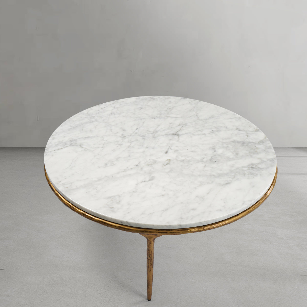 Thaddeus Forged Iron Marble Round Coffee Table 3 Table Legs 35" - Grace Lamp