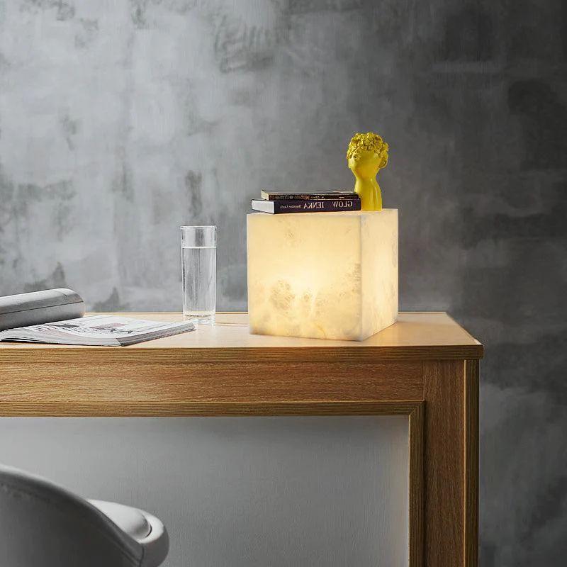 Alabaster Cubic Table Lamp - Grace Lamp