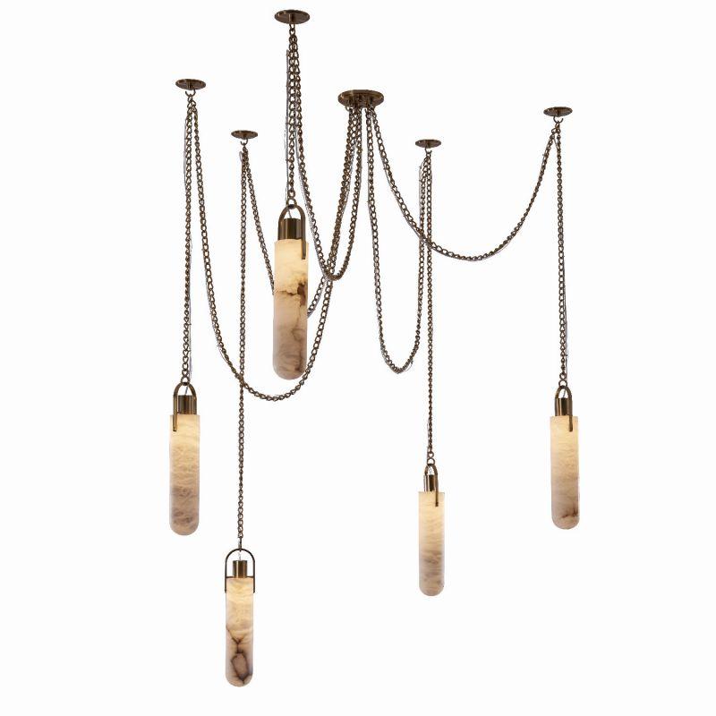 Bettina 5 Light LED Multi-Drop Living Room Alabaster Pendant Lamp - Grace Lamp