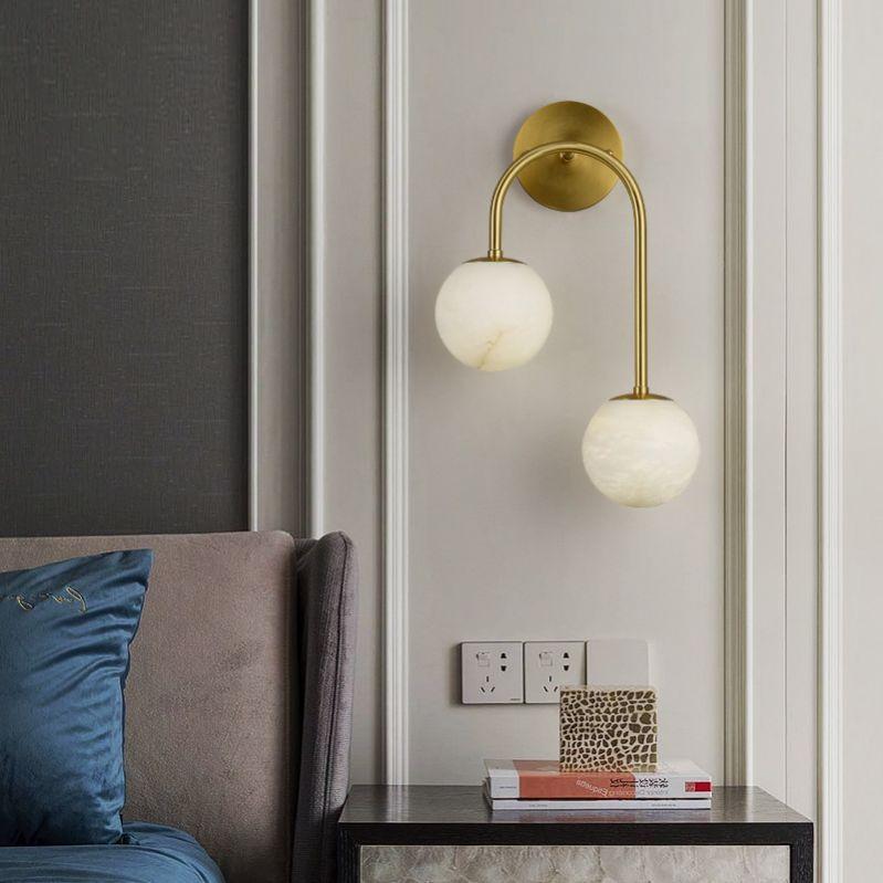 Alabaster Glo Modern Wall Sconce In Bedroom - Grace Lamp