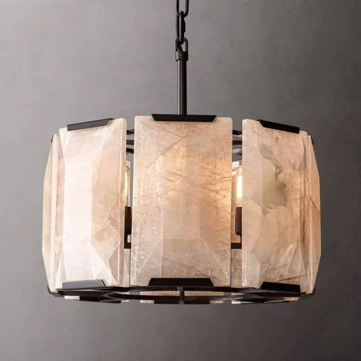 Harlow Calcite Round Chandelier 19" - Grace Lamp