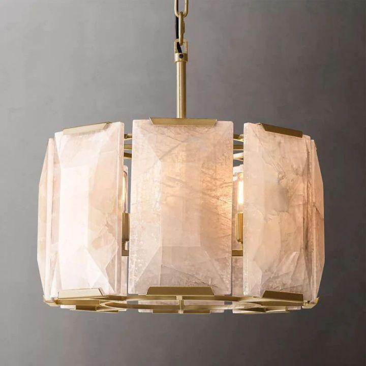 Harlow Calcite Round Chandelier 19" - Grace Lamp