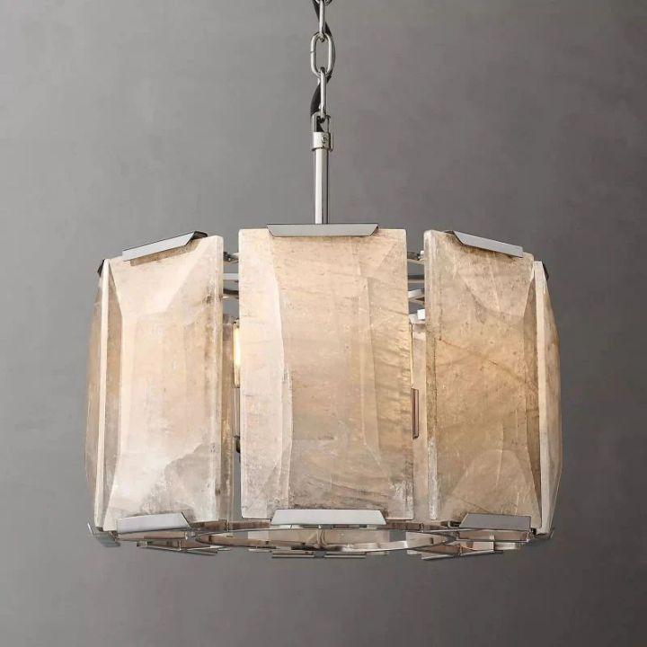 Harlow Calcite Round Chandelier 19" - Grace Lamp