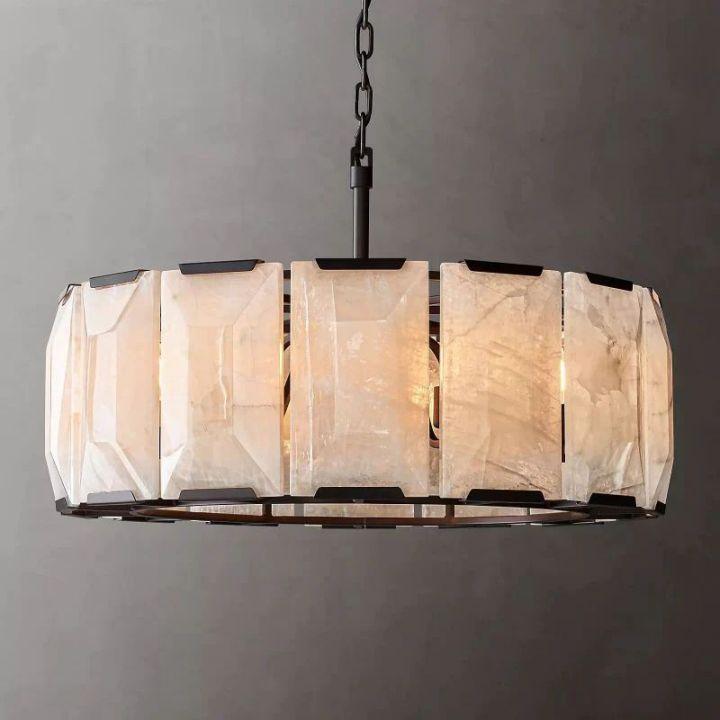 Harlow Calcite Round Chandelier 31" - Grace Lamp