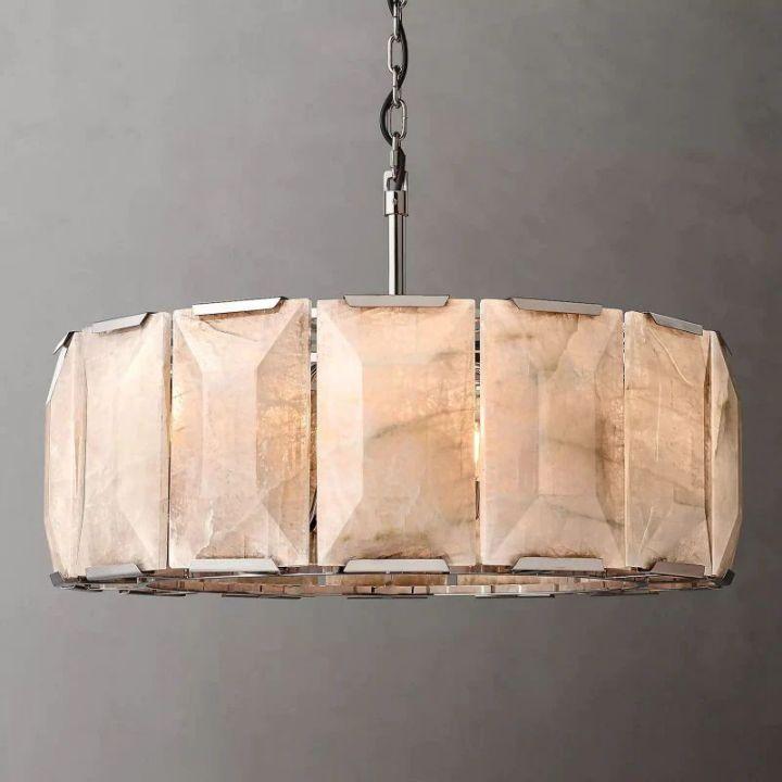 Harlow Calcite Round Chandelier 31" - Grace Lamp