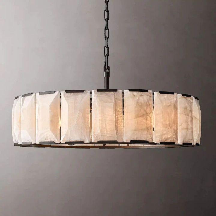 Harlow Calcite Round Chandelier 43" - Grace Lamp