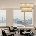 Aurelius Alabaster Round 2-Tiered Chandelier 48‘’ - Grace Lamp