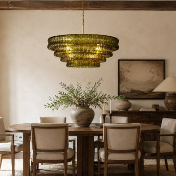 Amor 4-Tier Ghiaccio Glass Round Chandelier 36"