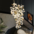 Ceramic Ginkgo Cascading A Branch Chandelier-Grace Lamp