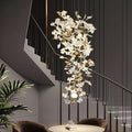 Ceramic Ginkgo Cascading A Branch Chandelier-Grace Lamp