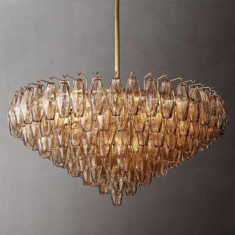 Chiara Smoke Glass Tiered Round Chandelier 37" For Living Room - Grace Lamp