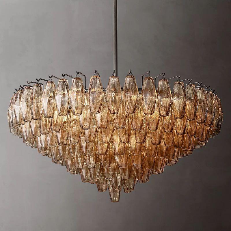 Chiara Smoke Glass Tiered Round Chandelier 37" For Living Room - Grace Lamp