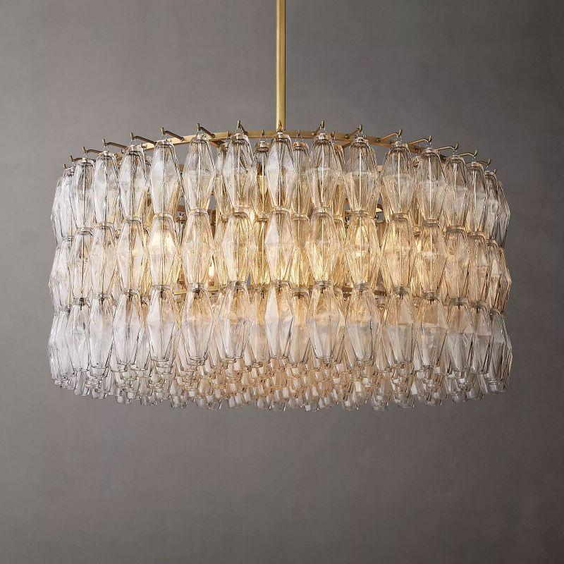 Chiara Clear Glass Round Chandelier 37" For Living Room - Grace Lamp