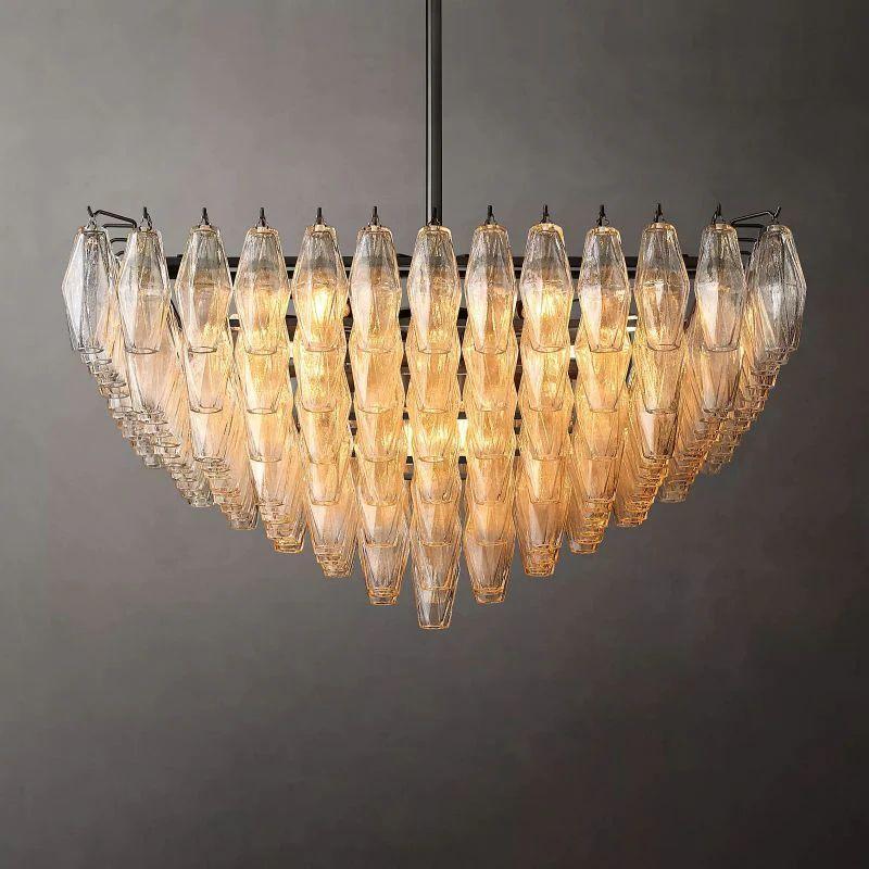 Chiara Clear Glass Square Chandelier 32" For Living Room - Grace Lamp