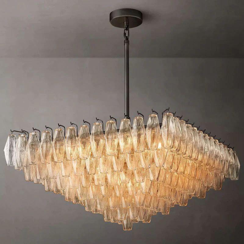 Chiara Clear Glass Square Chandelier 32" For Living Room - Grace Lamp