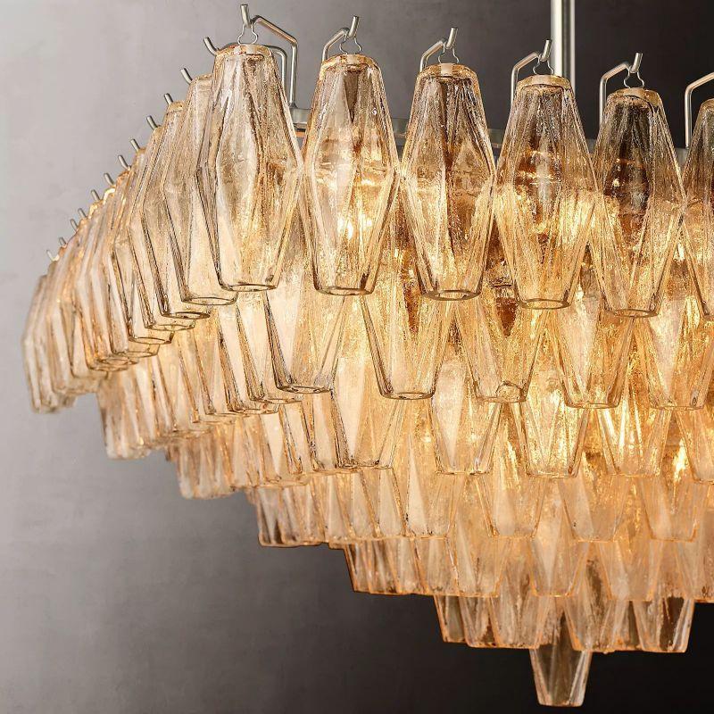 Chiara Clear Glass Square Chandelier 32" For Living Room - Grace Lamp