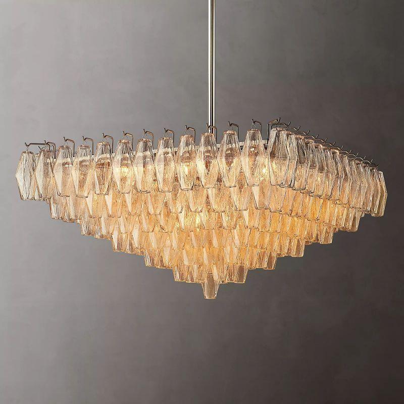 Chiara Clear Glass Square Chandelier 32" For Living Room - Grace Lamp