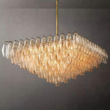 Chiara Clear Glass Square Chandelier 32" For Living Room - Grace Lamp