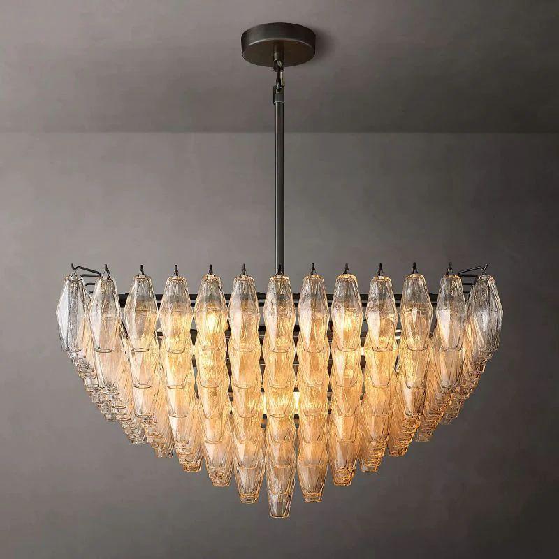 Chiara Clear Glass Square Chandelier 32" For Living Room - Grace Lamp