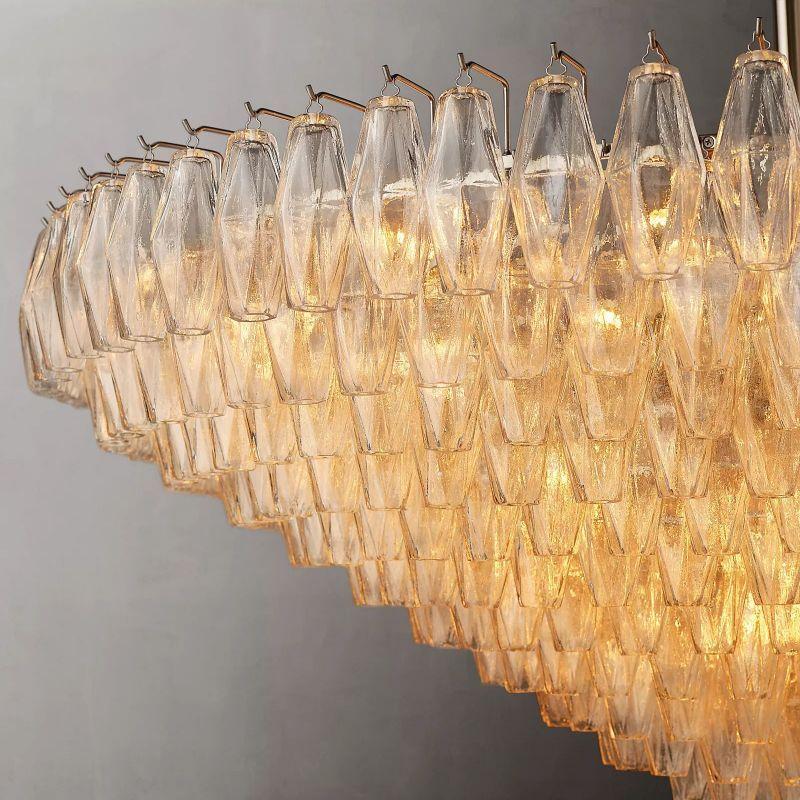 Chiara Clear Glass Tiered Round Chandelier 62" For Living Room - Grace Lamp