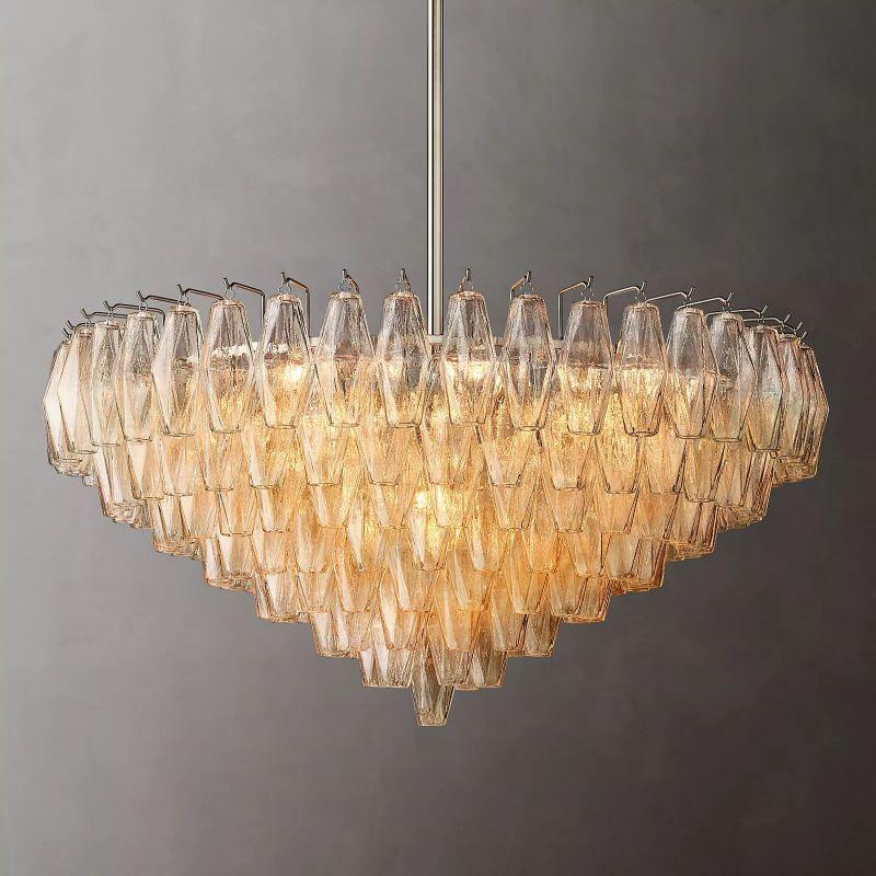 Chiara Clear Glass Tiered Round Chandelier 37" For Living Room - Grace Lamp