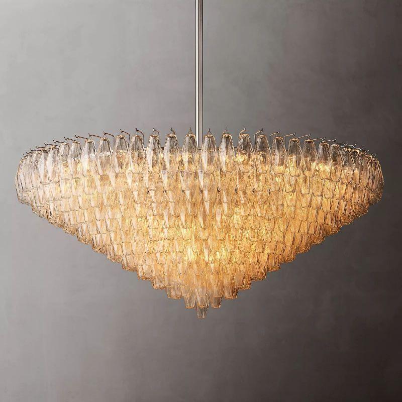 Chiara Clear Glass Tiered Round Chandelier 62" For Living Room - Grace Lamp