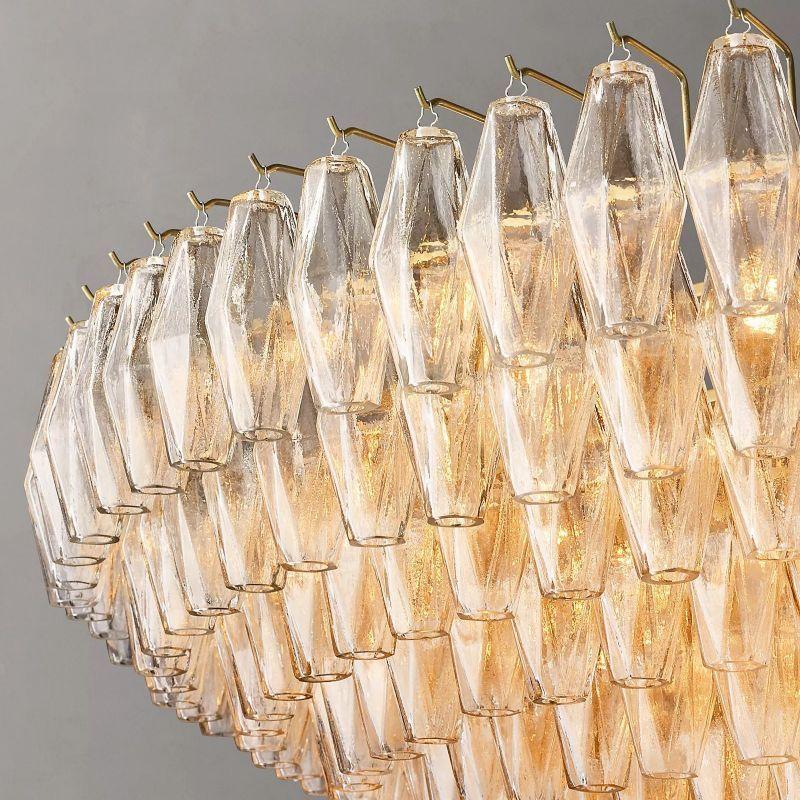 Chiara Clear Glass Tiered Round Chandelier 62" For Living Room - Grace Lamp