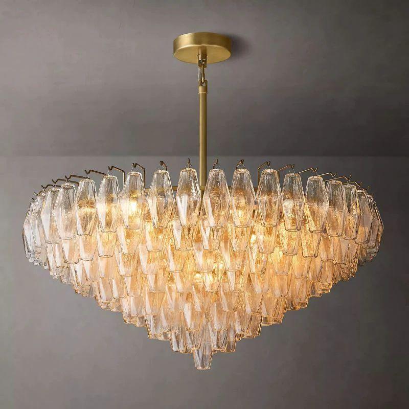 Chiara Clear Glass Tiered Round Chandelier 37" For Living Room - Grace Lamp