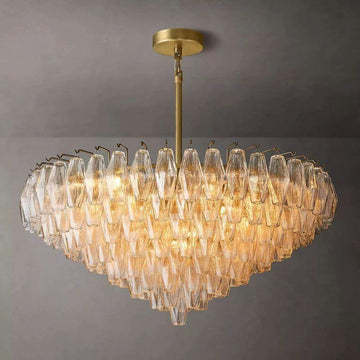 Chiara Clear Glass Tiered Round Chandelier 37" For Living Room - Grace Lamp