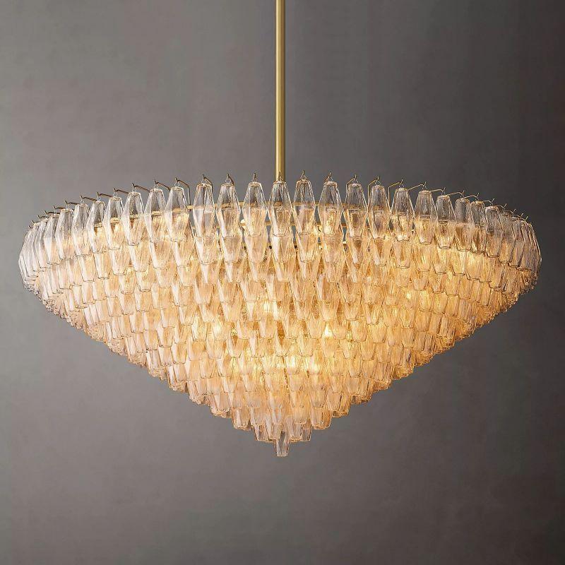 Chiara Clear Glass Tiered Round Chandelier 62" For Living Room - Grace Lamp