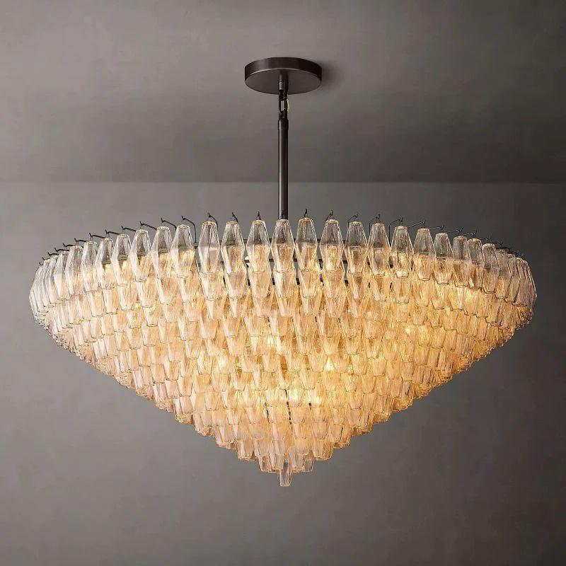 Chiara Clear Glass Tiered Round Chandelier 62" For Living Room - Grace Lamp