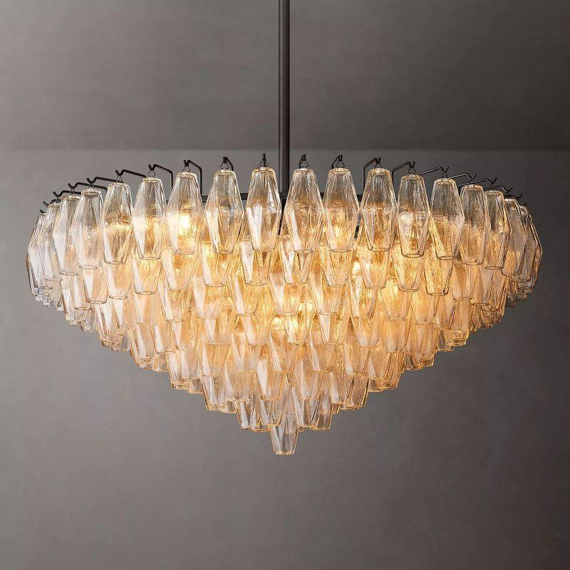 Chiara Clear Glass Tiered Round Chandelier 37" For Living Room - Grace Lamp