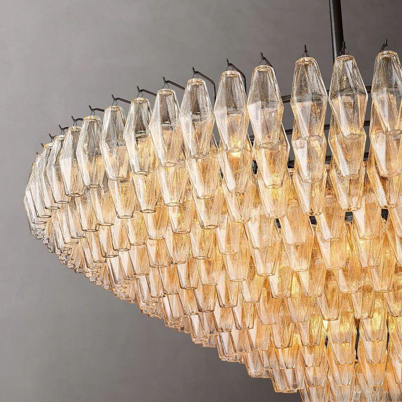 Chiara Clear Glass Tiered Round Chandelier 62" For Living Room - Grace Lamp