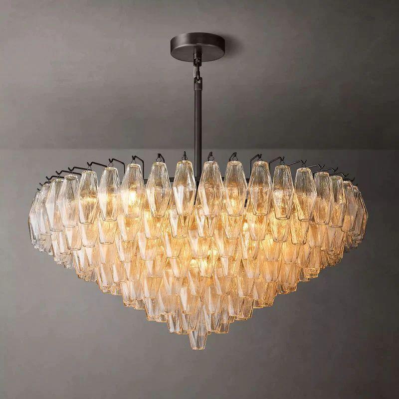 Chiara Clear Glass Tiered Round Chandelier 37" For Living Room - Grace Lamp