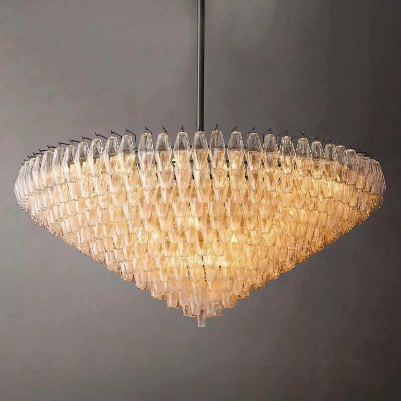Chiara Clear Glass Tiered Round Chandelier 62" For Living Room - Grace Lamp