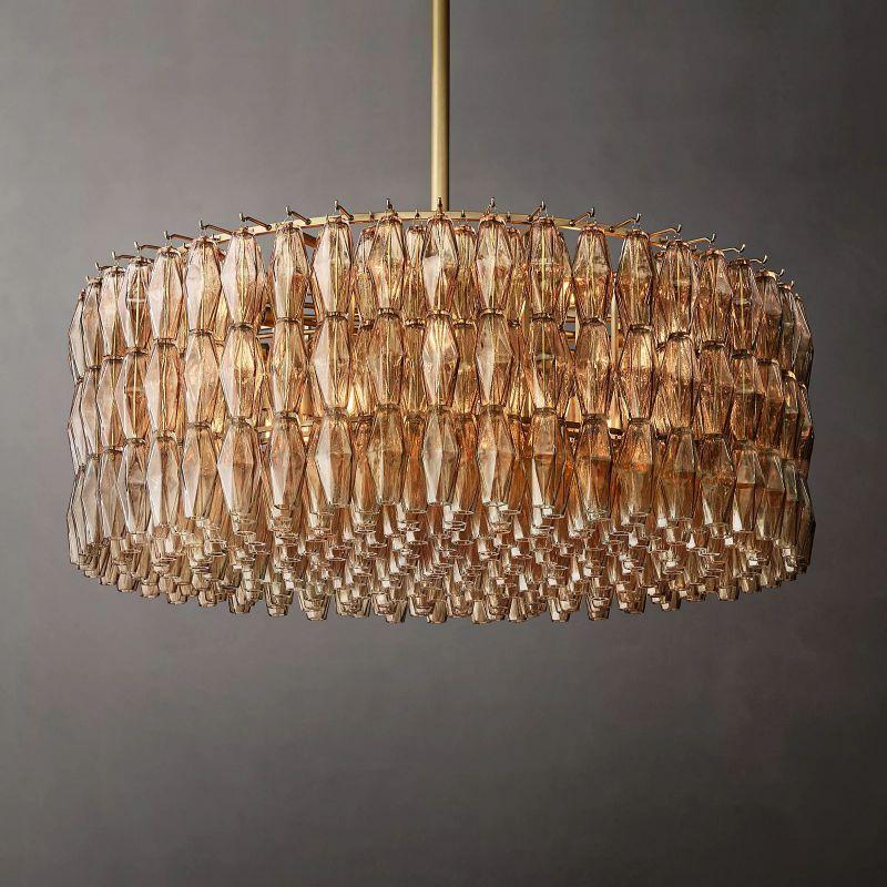 Chiara Smoke Glass Round Chandelier 47" For Living Room - Grace Lamp