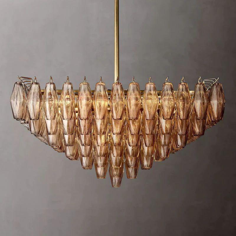 Chiara Smoke Glass Square  Dining Room Chandelier 32" - Grace Lamp