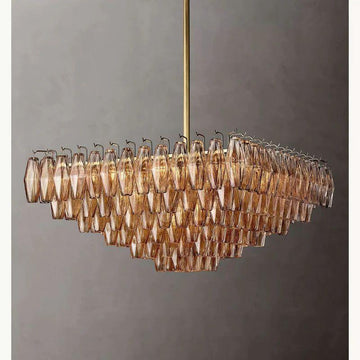Chiara Smoke Glass Square  Dining Room Chandelier 32" - Grace Lamp
